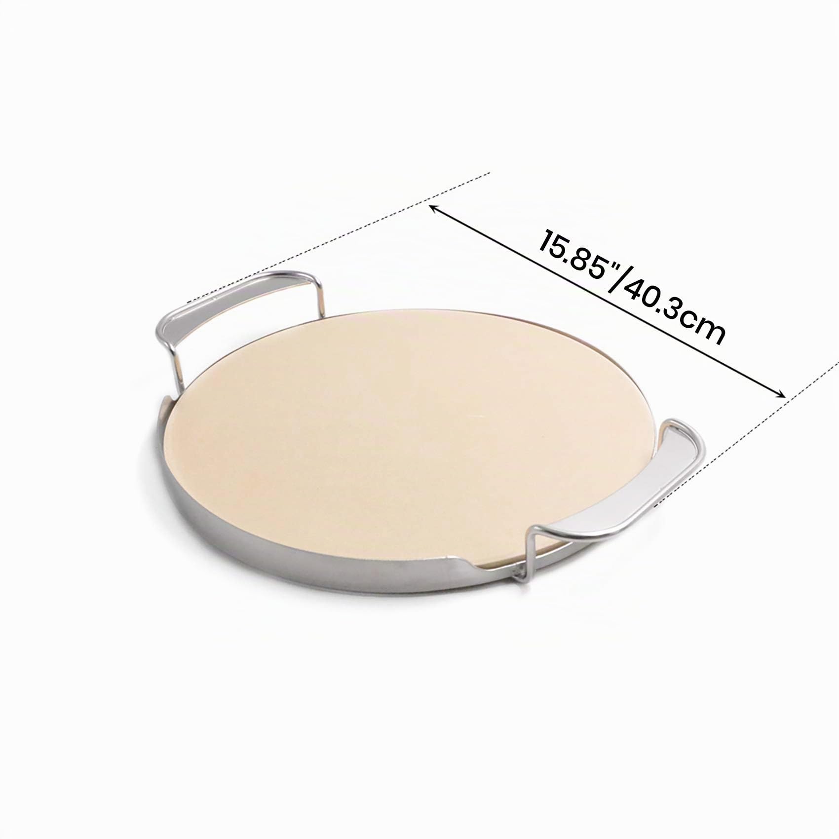 Onlyfire φ33,52cm Piedra de Pizza con soporte de mango para horno de pizza, parrilla a gas, parrilla de carbón, Kamado, Se adapta al sistema de barbacoa para Weber Gourmet