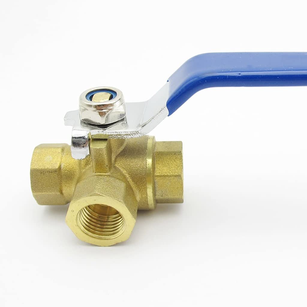 Plumbing Fittings Ball Valve 1pcs BSP Female Thread Full Port T-Port Three Way Brass Connector Adapter 1/4" 3/8" 1/2" 3/4" 1"(1/2)