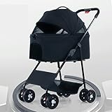 Pet Stroller, Foldable Pet Stroller, 3 in 1 Dog Cat Pushchair with Storage Basket Net Window Cup Holder, 360 ° Wear-Resistant Rubber Wheels Dog Travel Carrier for Small Dogs & Cats