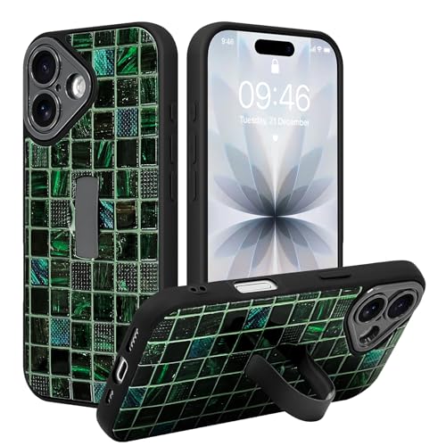 SOKAD 3D Tiles Phone Case for iPhone 17 with Finger Strap Stand, Checkered