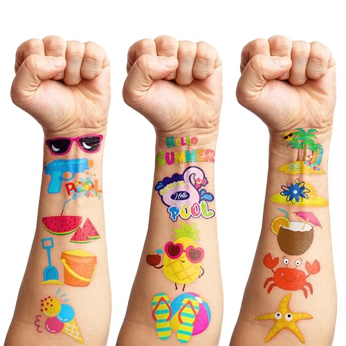 Generic 8 Sheets (96Pcs) Summer Temporary Tattoo Stickers Beach Theme Pool Birthday Party Decorations Supplies Favors For Kids Boys Girls Gifts Classroom School Prizes Rewards thumb #2
