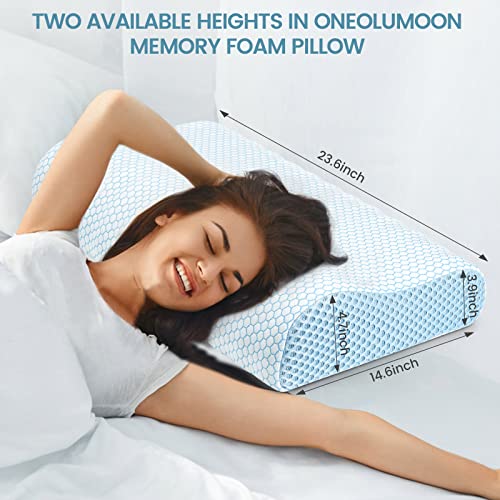 Olumoon Memory Foam Pillows, Queen Size Bed Pillow For Sleeping, Cervical Pillow For Neck Pain, Orthopedic Contour Neck Pillow With Pillowcase, Neck Support Pillow For Side,Back And Stomach Sleepers #TOP4
