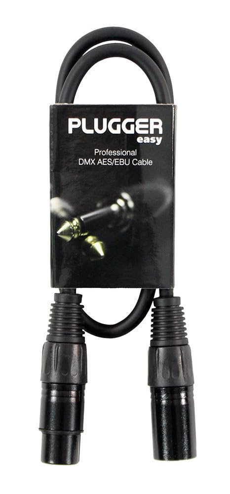 Plugger XLR Female 3b/Male 3b DMX Cable, 0.60 m, Black