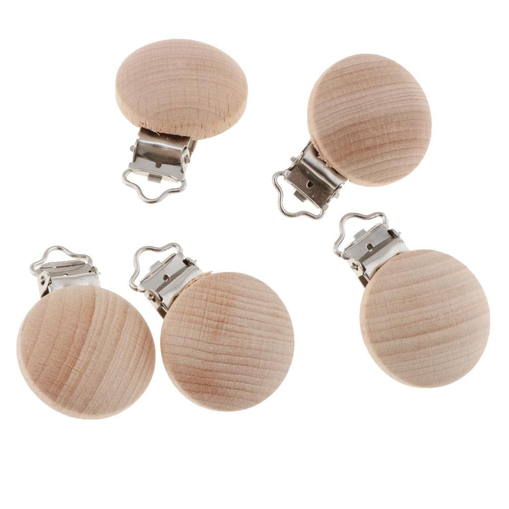 Meri SHOPP 5 Pieces Round Holes Wooden Dummy Pacifier Clip for Infant Baby 3.5mm As Per Description Baby | Feeding | Pacifier Clips & Cases - Image 2 thumbnail