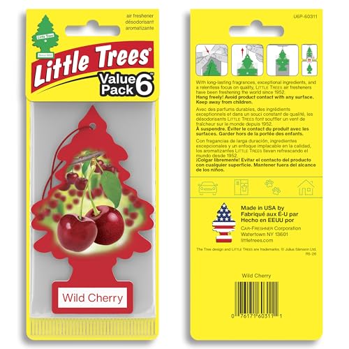 Image of LITTLE TREES Car Air Freshener | Hanging Tree Provides Long Lasting Scent for Auto and Home | 24 Air Fresheners |Wild Cherry