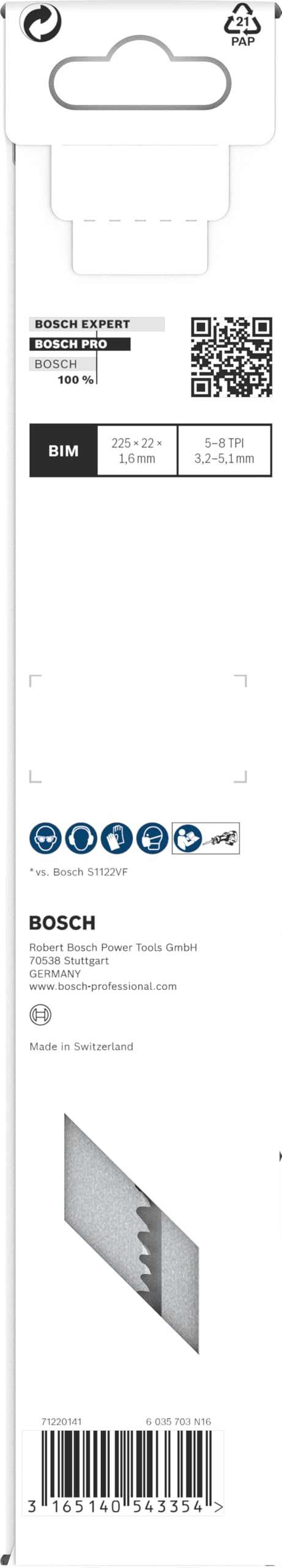 Bosch Accessories 5 unidades Hoja de sierra sable S 1110 VF Heavy for Wood and Metal (Longitud 225 mm, accesorio de sierra sable)