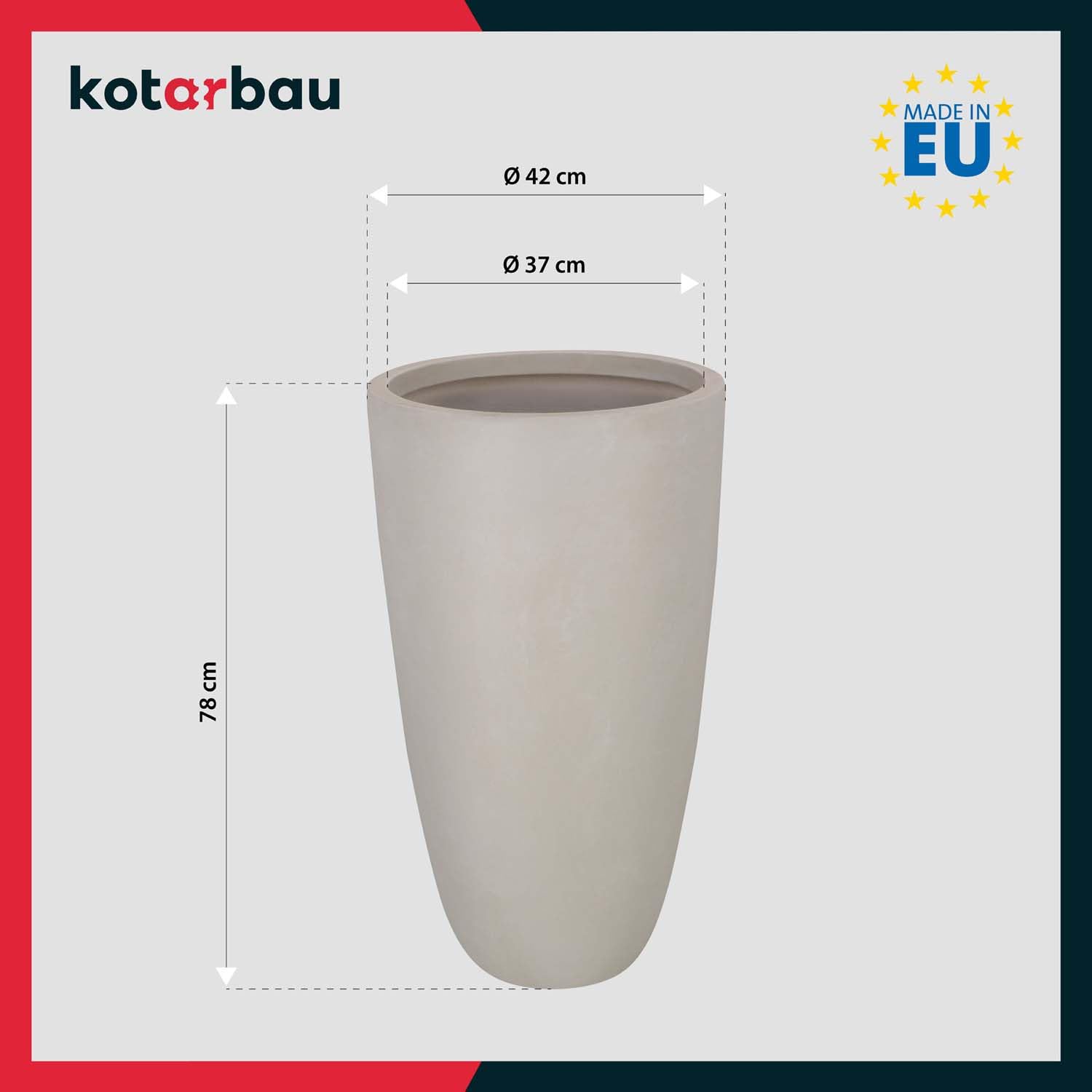 KOTARBAU® Doniczka Wysoka z Włókna Ceramicznego ⌀ 42, Donica Duża do Salonu