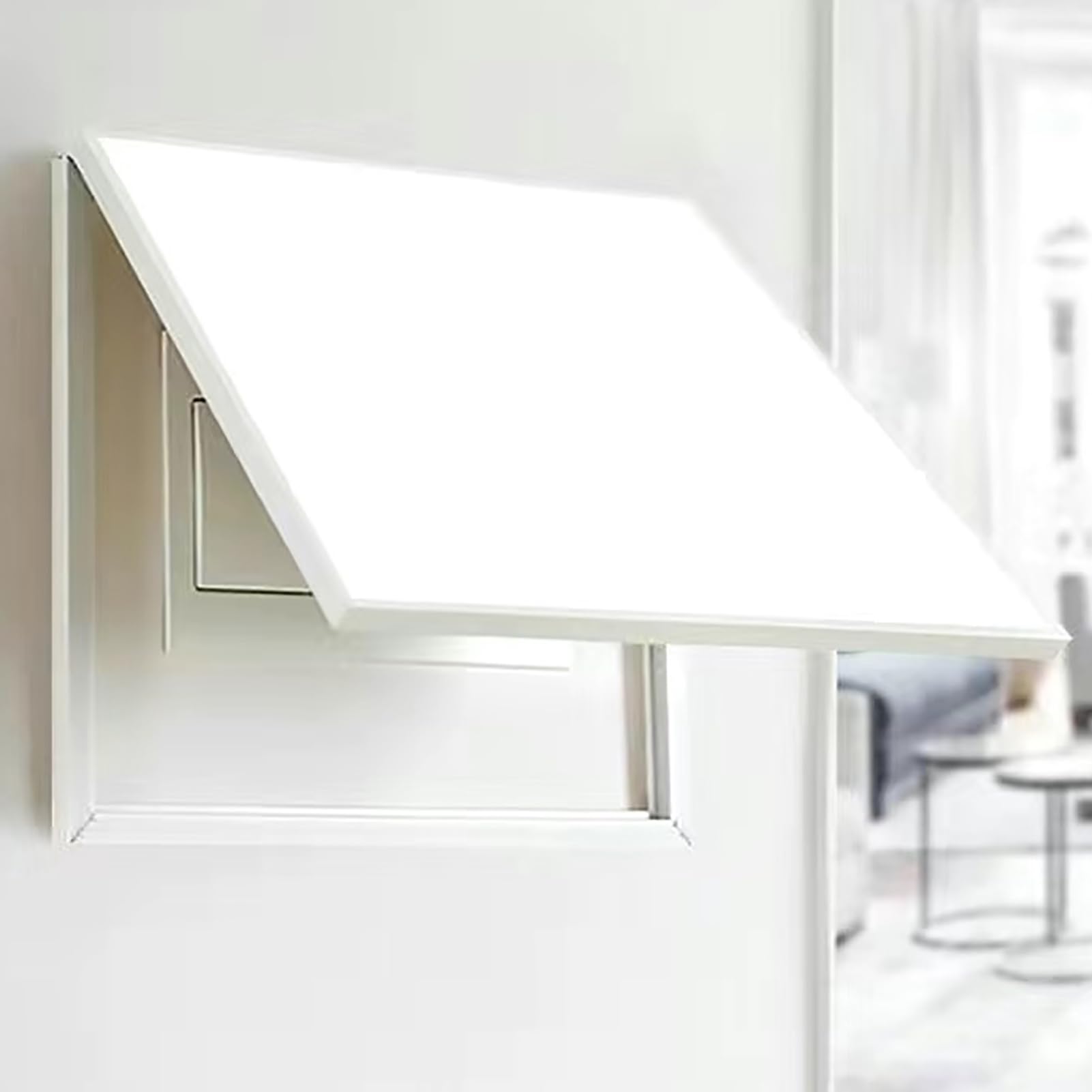 GAOXIAO Tapa Cuadro Electrico Decorativo Vertical Grande de Madera de Roble, Caja Eléctrica Contadores Cubre Contadores de Luz Flip Electrico Cómoda para el Uso Diario White 60 x 50cm