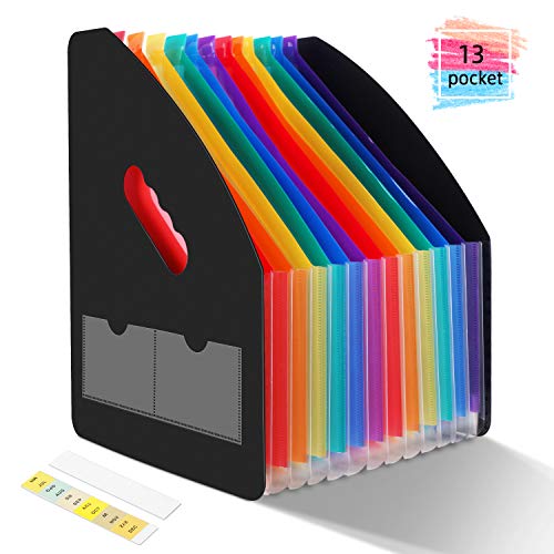 LOETAD Trieur à Soufflets Classeur Rangement Papier Chemise Trieur Plastique 13 Compartiments A4 Documents Extensible Vertical