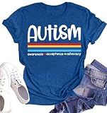 Autism Awareness Tshirt Womens Autism Acceptance Tee Be Kind Inspirational Short Sleeve Autism Support Tops