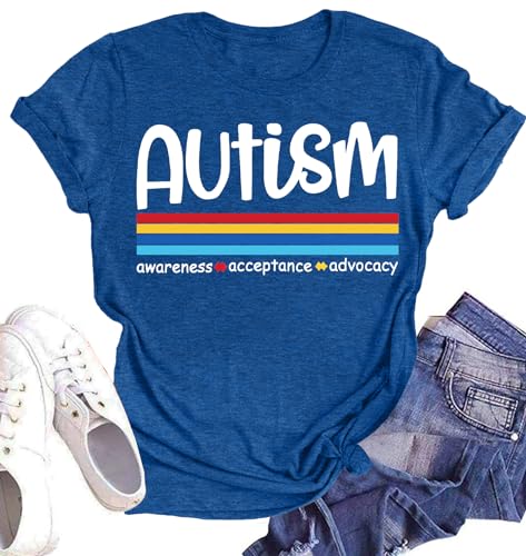Autism Awareness Tshirt Womens Autism Acceptance Tee Be Kind Inspirational