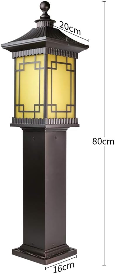 GLJTUO Buitenlantaarnpaallamp, Paallampen Buiten, Wandlamp Van Dezelfde Serie, Pilaarlamp, Straatlantaarn, Antiek, Gegoten Aluminium Met Glazen Lampenkap, Paallantaarn, Waterdich,Onecolor-Garden lamp photo 2