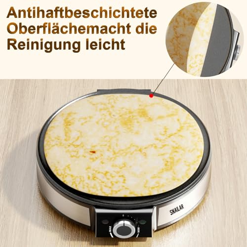 Crêpes Maker, Elektrische Crepesmaker 1200 W, Heizfläche mit Ø 30 cm, Antihaftbeschichtung, Stufenlose Temperatureinstellung, mit Teigteiler und Spatel, Für Crepes, Pancakes und Taccos – Bild 5