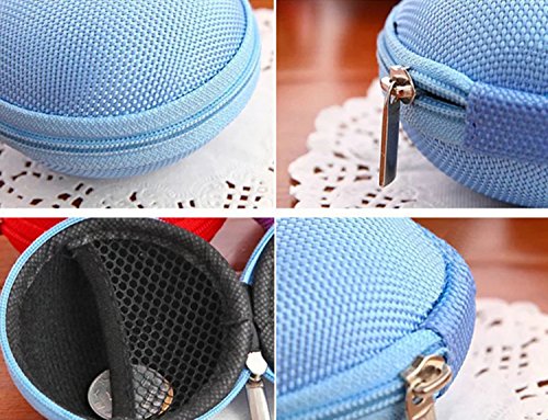 Leisial Forma de Ronda Caja Estuche de Auriculares Bolsa de Almacenamiento Auriculares con Cremallera Funda para Teléfono Auriculares USB Cable Negro