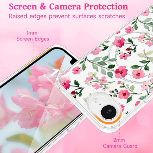 Coque iPhone 16e magnétique transparente de protection motif fleurs haut de gamme - 4
