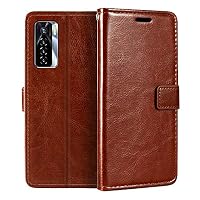 Custodia Portafoglio in Pelle PU con Finitura Scamosciata Compatibile con Tecno Pova 3, Flip Cover Magnetica con Tasche per Carte (Rosso