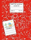 Marble story comp book Red baseline 100ct: Primary Story Journal with Picture Space and Dotted Midline, Handwriting Paper | Grade K-2 | 100 Sheets| 8.5 x 11 Inches