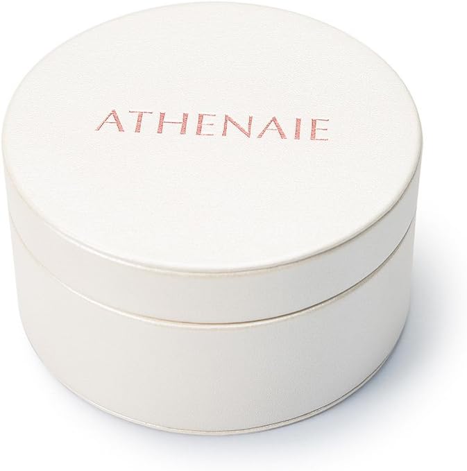 ATHENAIE Round Two layer White PU Leather Gift Box Jewellry Organizer for Bracelet Charms Beads for Mothers Day Gifts