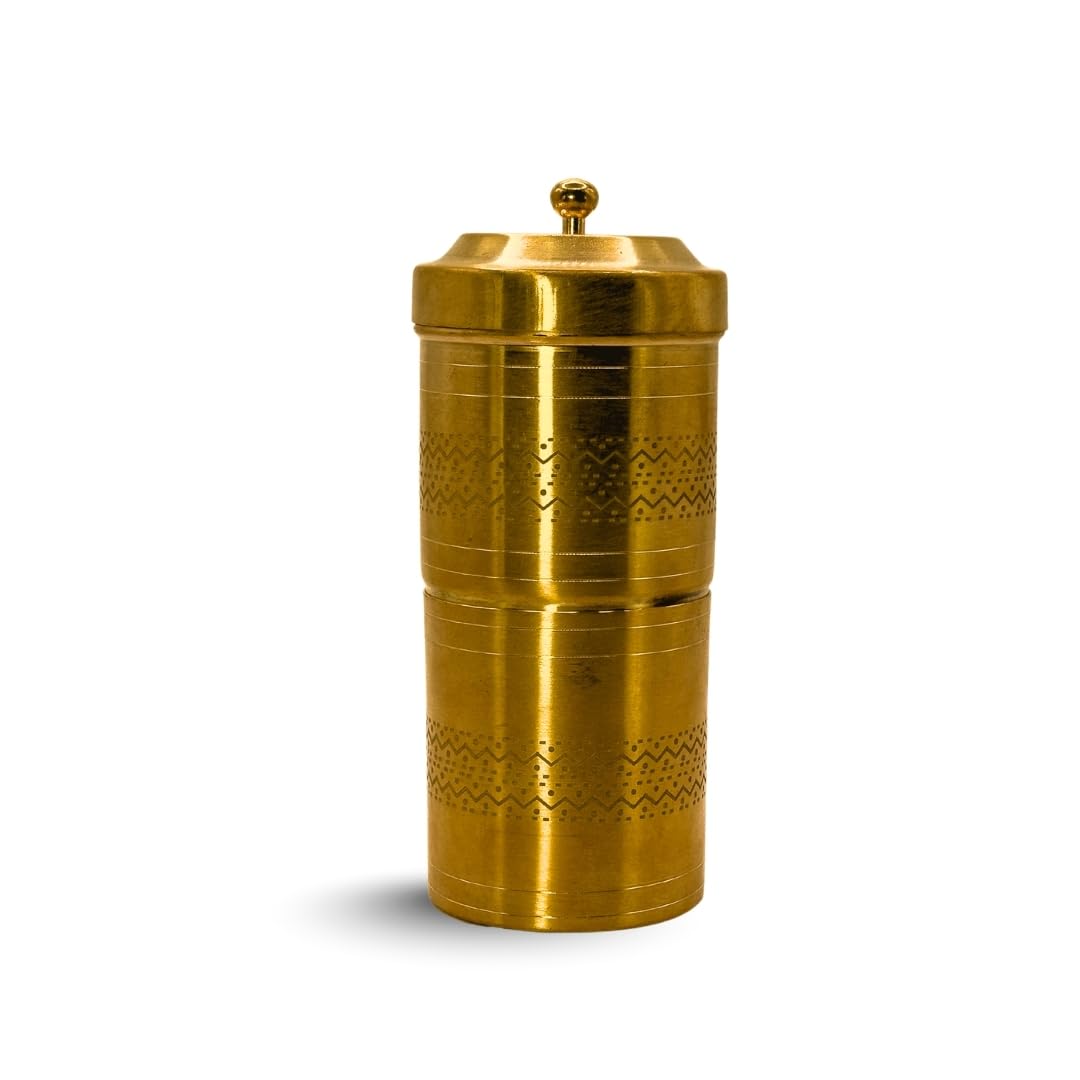 Traditional Brass Coffee Filter- 200 ML | South Indian Filter Coffee Maker | Matt Etched Design | Ideal for Authentic Coffee Brewing-image-5