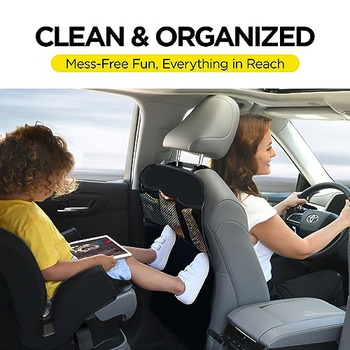 Lebogner LOR-A-1010 Back Seat Cover For Kids + 3 Pocket Storage Organizer, 2 Pack X-Large Waterproof Kick Mats Backseat Protector, Car Seat Back Protectors thumb #3