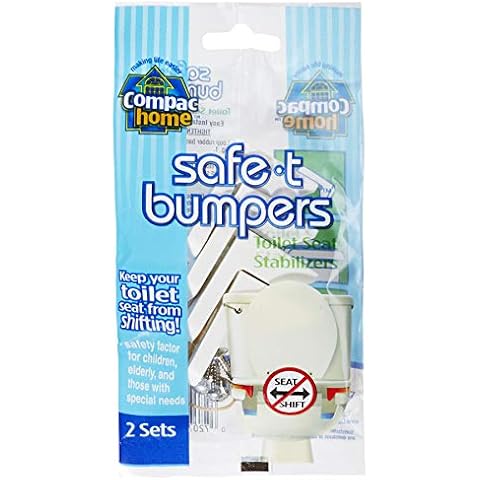 Compac Home Toilet Seat Stabilizers Safe-T-Bumpers, Lock Moving or Wobbly Seat Safely in Place for Kids, Elderly, 2 Sets Cover