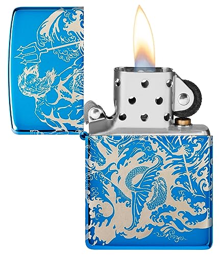 Zippo Atlantis Design High Polish Blue Pocket Lighter miniatura 4
