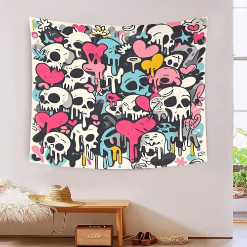 Tapisserie crâne 3D effet visuel saisissant grand tissu mural déco salon EEBSEIVNE 180x230