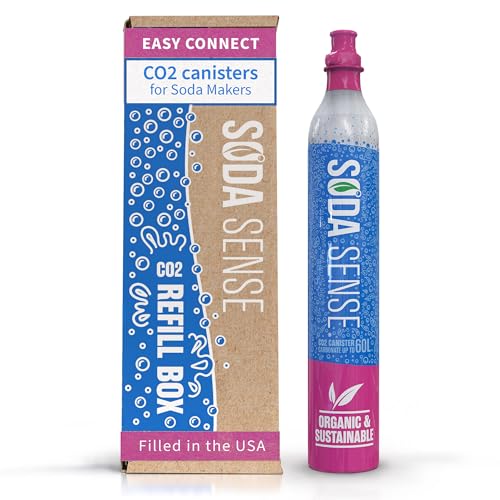 Soda Sense 60L Easy Connect Full Refillable CO2 Canister 1 Pack, Compatible w/SodaStream Quick Connect Soda Makers Only [Including ART, TERRA ENSO & DUO]