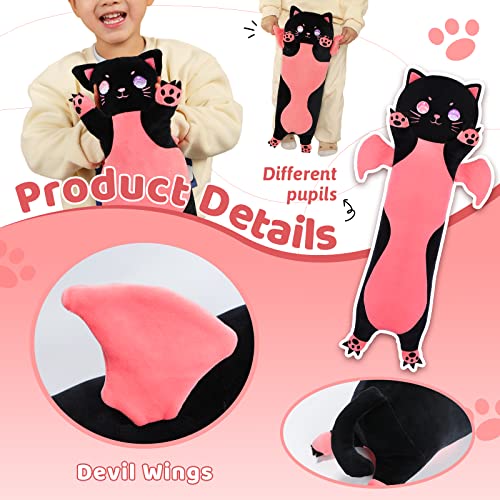 Aixini Long Cat Plush Body Pillow Cute Cartoon Black Cat Stuffed Animals Sleeping Pillow Soft Kawaii Kitten Throw Pillow For Kids (Black,43.3Inch) #TOP1