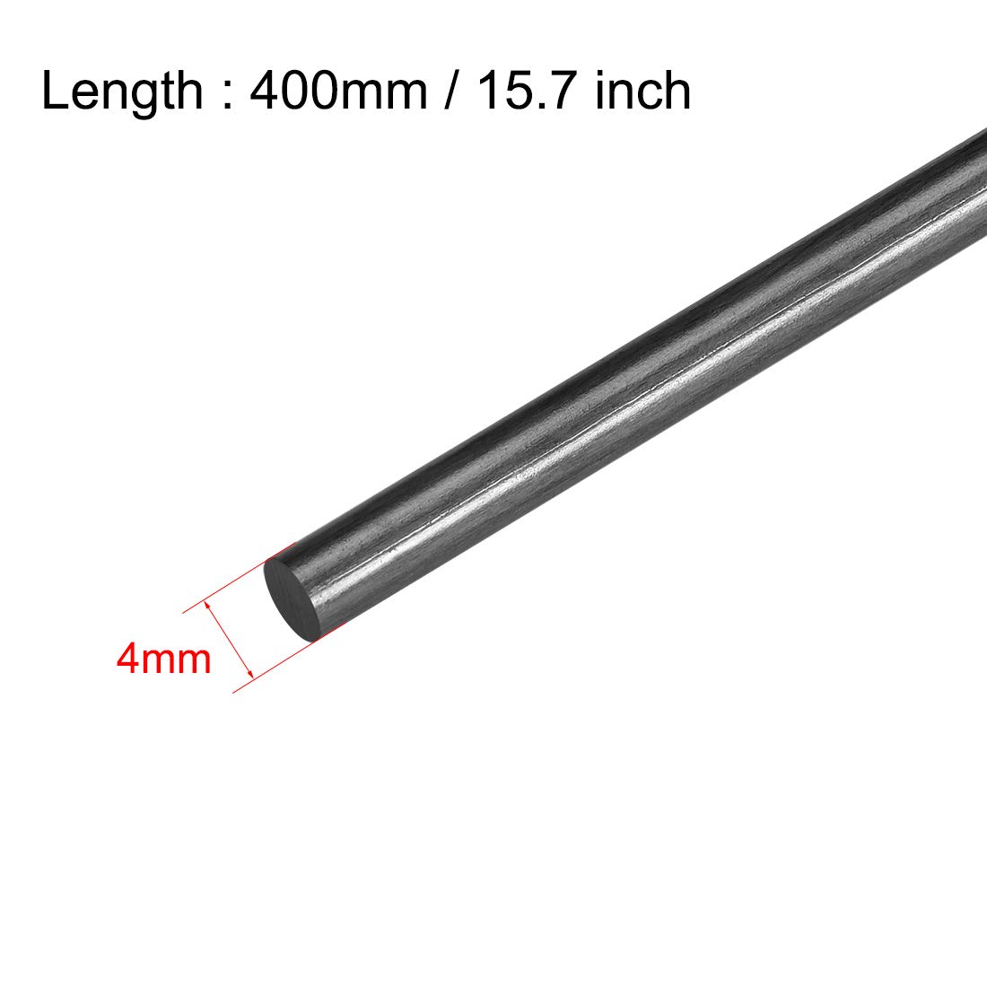 sourcing map Carbone Fibre Barre Support Pôles pour RC Avion Bricolage Artisanat 4mm Matte Pôle 400mm 15.7 Pouces 5pcs