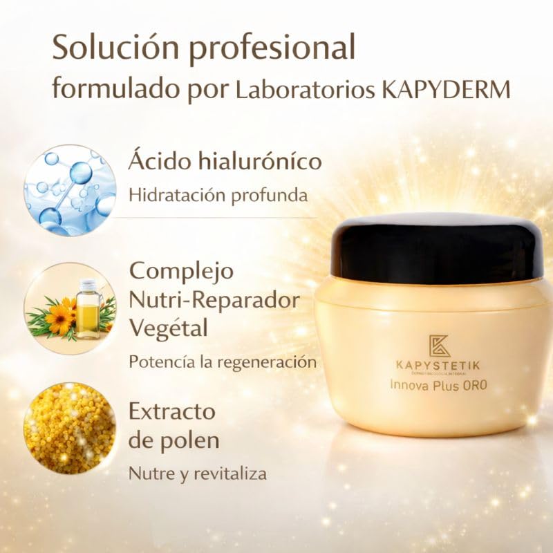 Inova Plus Oro profesional crema facial hidratante que aporta luminosidad para piel seca o apagada en rutina diaria