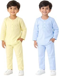 Chiclift Baby Boys Cotton Kurta Pajama Set | Soft Comfortable Ethnic Wear for Kids | White, Full Sleeve Traditional Outfit... Price In India