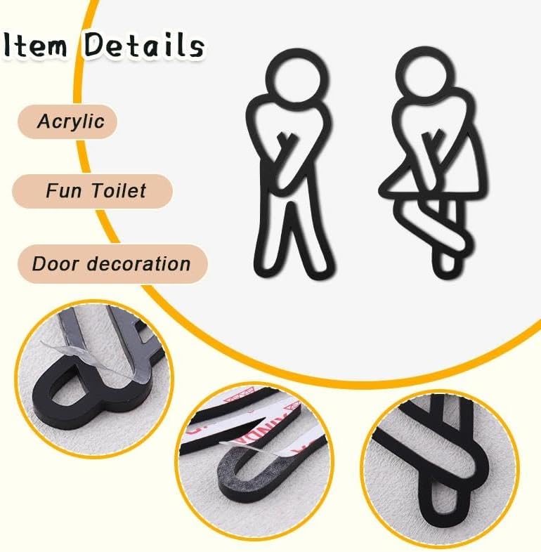 Bathroom Door Signs for Women Men Office Restaurant Restroom Decor Funny Toilet Decorations Wc Door Accessories Washroom Restroom Plaques for Business Bathroom Toilet Signs for 2 image 5