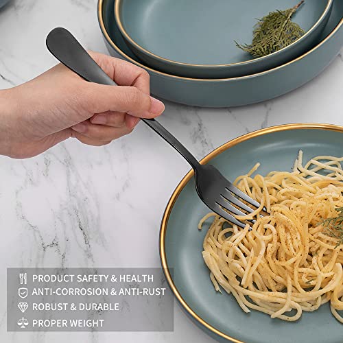 Rygten Qu 12Pcs Black Stainless Steel Dinner Forks, Silverware Forks, Flatware Forks Set Of 12, Dishwasher Safe #TOP2