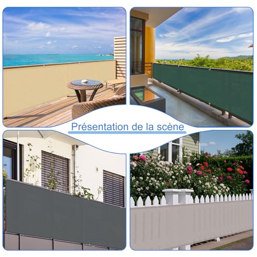 Brise vue balcon imperméable et résistant aux UV avec serre-câble
