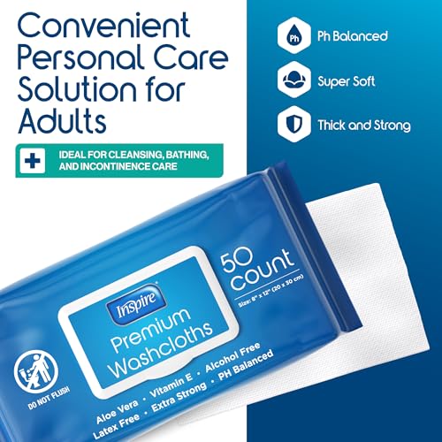 image for Inspire Adult Wet Wipes, Wash Cloths | Adult Wipes for Incontinence & 