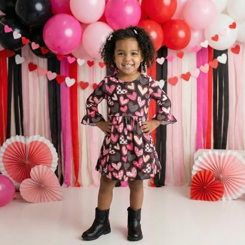 Image of Girls Long Sleeve Ruffled Dresses for Toddlers and Kids