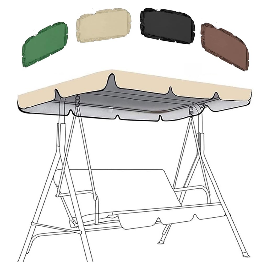 ZYXQQJ Outdoor Porch Swing Canopy 56×47in 65×45in 75×52in 77×49in 98×73in Garden Yard Patio Swing Cover 210D/420D/600D Oxford Cloth(Beige,420D/164 * 114 * 15cm)