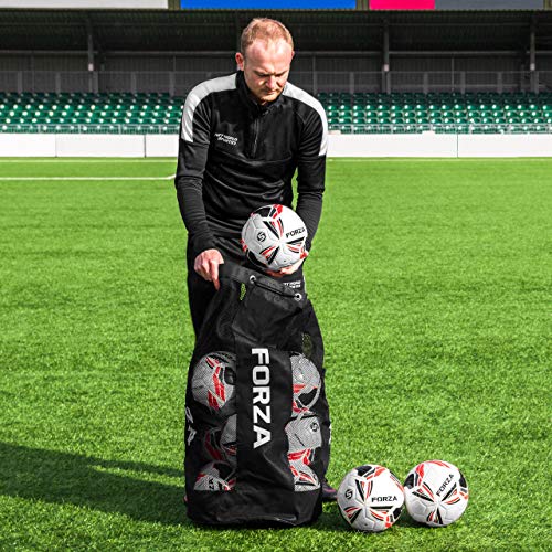 FORZA Premier Ball Carry Bag | Drawstring Football, Basketball, Netball & Volleyball Mesh Bag | 5 Colours - Heavy Duty Equipment Holdall | 12 Ball Capacity - New and Improved Design 2026 (Black) - Image 3
