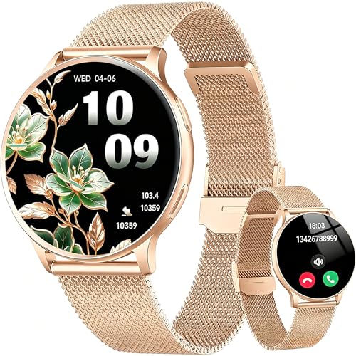 Montre Connectée Femme avec Appel Bluetooth, 1.32' Smartwatch avec Fréquence Cardiaque/SpO2/Sommeil Montre, 120+ Mode Sportifs Montre, IP68 étanche Fitness Podomètre Compatible pour Android iOS