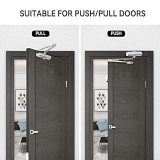 Vinabo Chiudiporta Idraulico Regolabile, per Porte Interne da 15-45 kg, con Funzione di Ritenuta, Ideale per Uso Domestico e Commerciale, Argento