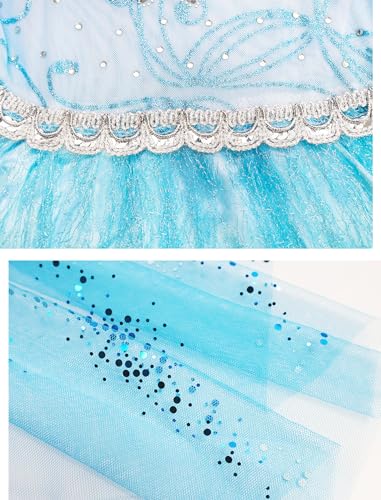 Girls Princess Elsa Dress Costume - Halloween Birthday Party Dress Up for Toddler Girl Kids 2t 3t 4t 5t 6t 7t 8t4