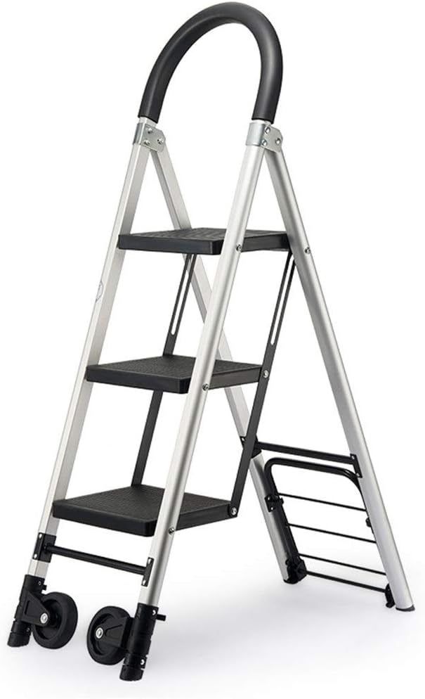 Step Stool Rolling Ladders,Family Steps Ladder Multifunction Handrail Stepladders Alumialloy Lightweight Ladder Roller Ladder Household Ladder/36 X 76 X 120Cm