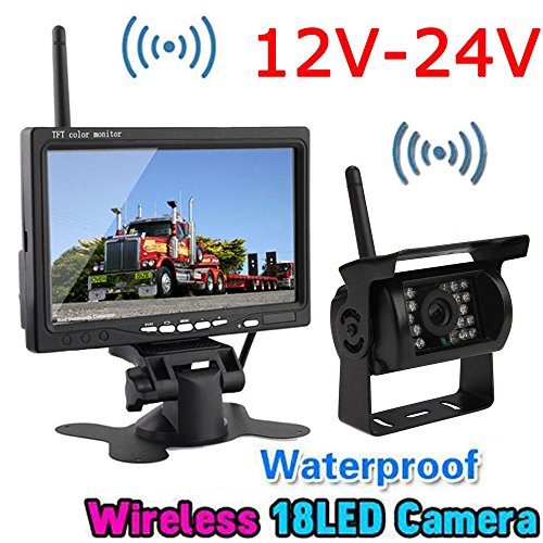 Wireless 18LEDs IR Night Vision Reversing Backup Rear View Camera System+Wireless 7