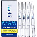Luelli Teeth Whitening Pen, 20+ Uses - Travel Size Professional Tooth Whitener Serum, Extra Strength Organic Teeth Bleaching Gel for Sensitive Teeth, Instant Stain Removal, Simply White Smile, 4 Count