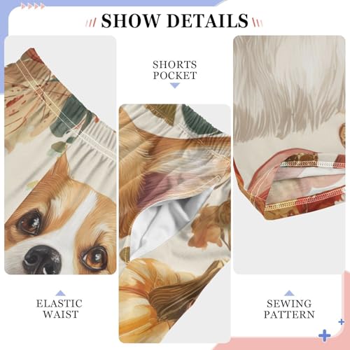 Corgi Dog Pumpkins Boys Long Pants Soft Trousers Elastic Waist Kids Lounge Bottoms with Pockets S-XL4