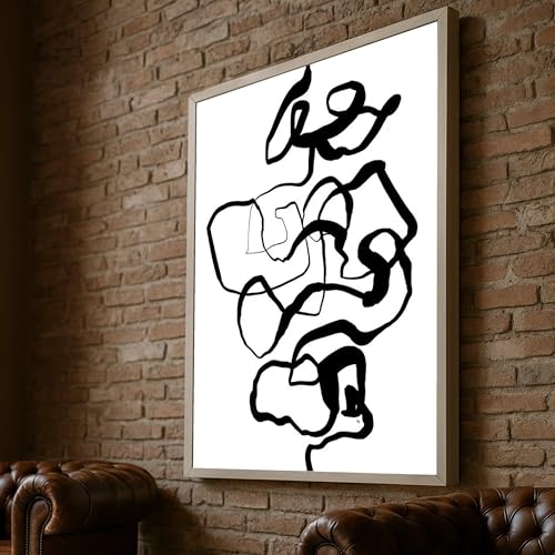 Design abstrait monochrome contemporain avec cadre intérieur noir et blanc