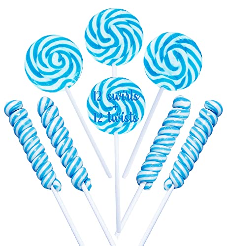 Blue Candy - 18g Swirl and 12g Twisty Lollipops - 24 Suckers Indi...