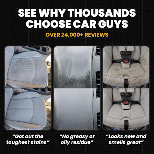 Image of CAR GUYS Interior Car Cleaner for Tough Stains | Stain Remover for Car Seats, Carpet, Upholstery, & Leather | 18 Oz Kit with Microfiber Towel