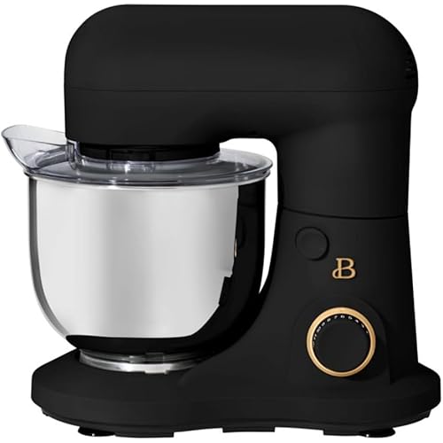 Beautiful 3.5QT 300W Stand Mixer with 12 Speeds, Tilt-Head, Splash Guard & Dishwasher-Safe Accessories, Soft Matte Finish Mixes Up to 5 Dozen Cookies, Black Sesame